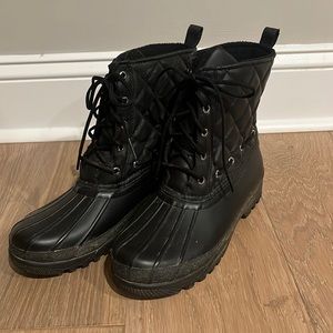 Sperry black rain boots, lined, size 8 women’s, black light use great condition